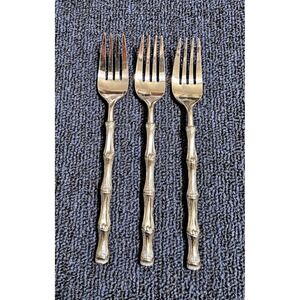 Oxford Hall JADE Salad Forks Textured Bamboo Cane Stainless Flatware Set Of 3